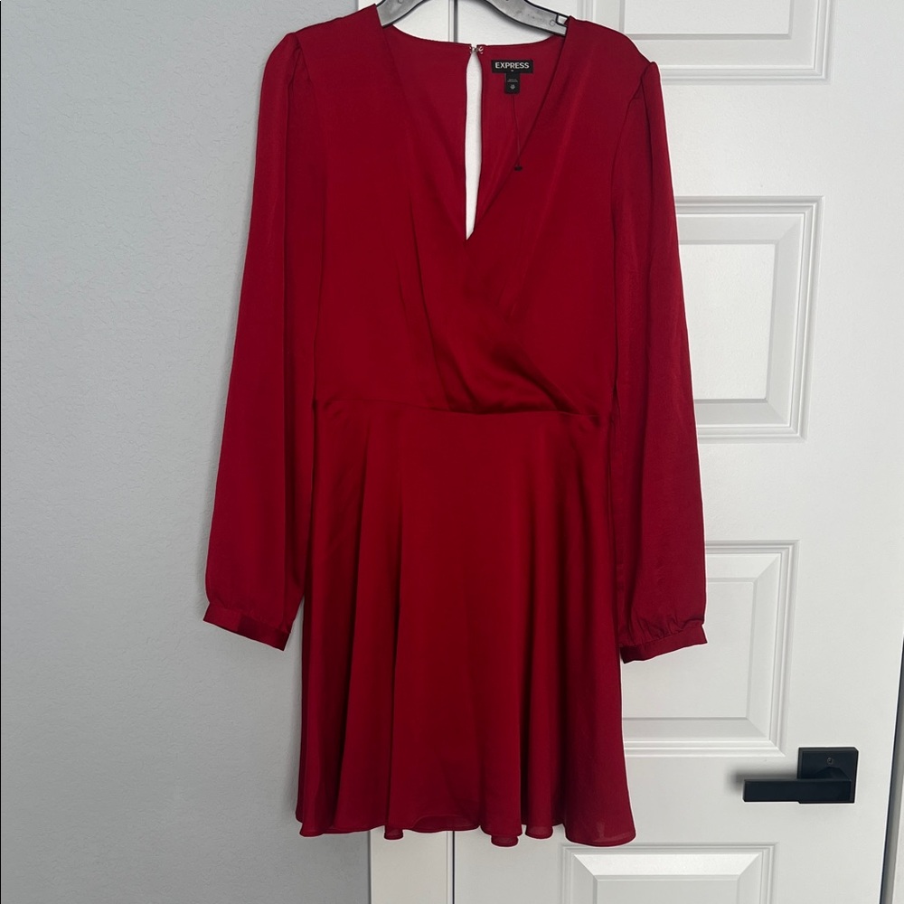 Express Deep Red Long Sleeve Dress